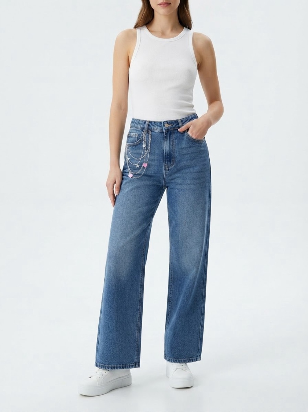 1030 T.E.N.T.H.I.R.T.Y Women's High-Rise Wide-Leg Jeans with embroidered detail
